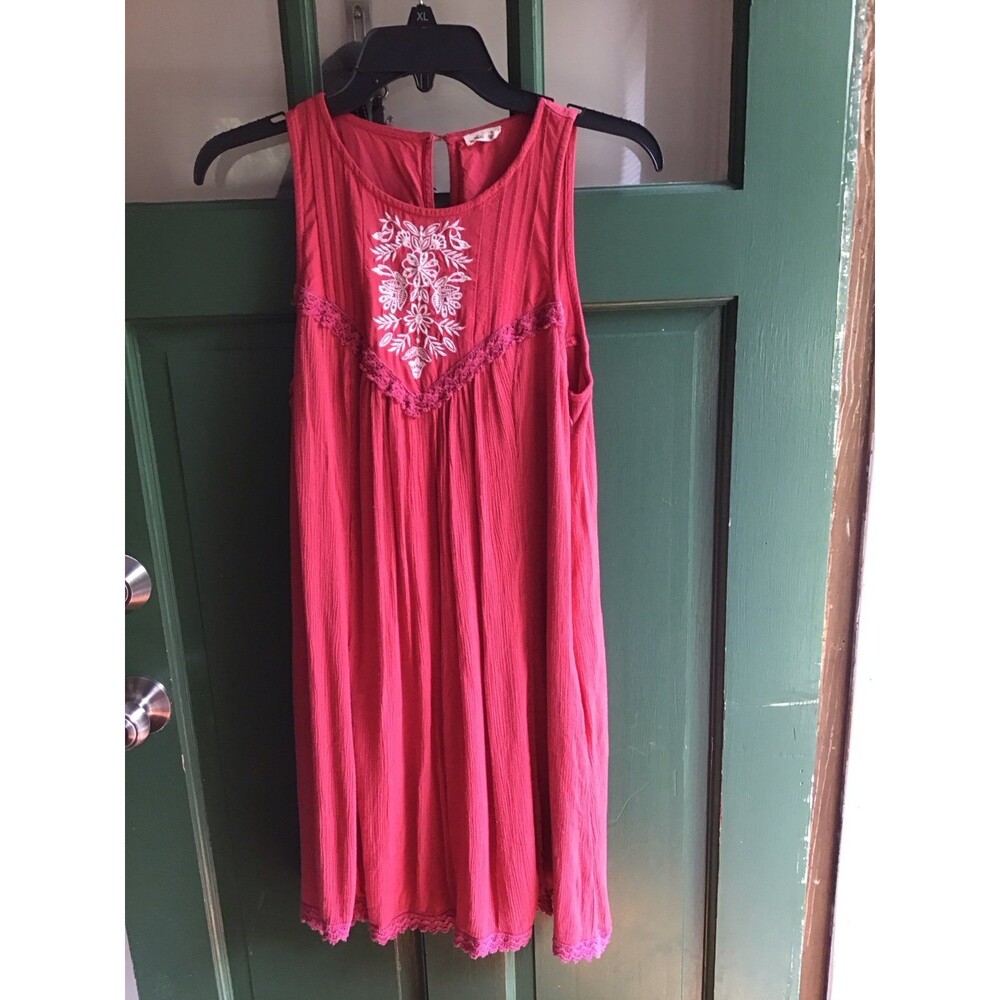Hollister Embroidered Sleeveless Tank Dress Red Sz M